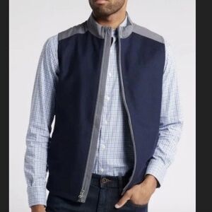 NWT Peter Millar Vest Crown Crafted Cambridge Hybrid Wool Navy Grey Sze M $295